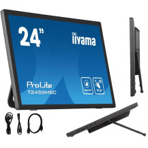 Monitor cu ecran tactil 24" iiyama ProLite T2455MSC-B1 FHD IPS /HDMI DP/ Camera+microfon, Acoperire NANO, Vorbitori