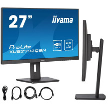 Monitor iiyama ProLite XUB2792QSN-B5 WQHD IPS LED 4ms 75Hz /USB-C HDMI DP/ Stație de andocare încorporată USB-C PD/LAN