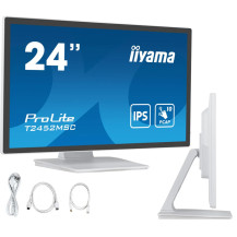 Monitor cu ecran tactil iiyama ProLite T2452MSC-W1 24" IPS LED cu 10 puncte de atingere /HDMI, DisplayPort/ Difuzoare, alb