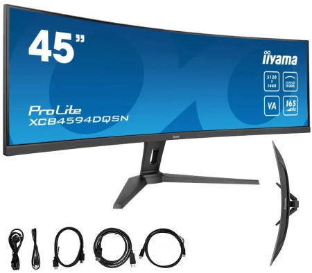 iiyama ProLite XCB4594DQSN-B1 45" Bent VA LED 7.4K 165Hz 0.8ms /USB-C, 2xHDMI, DP/ KVM monitor, stație de andocare USB-C, LAN