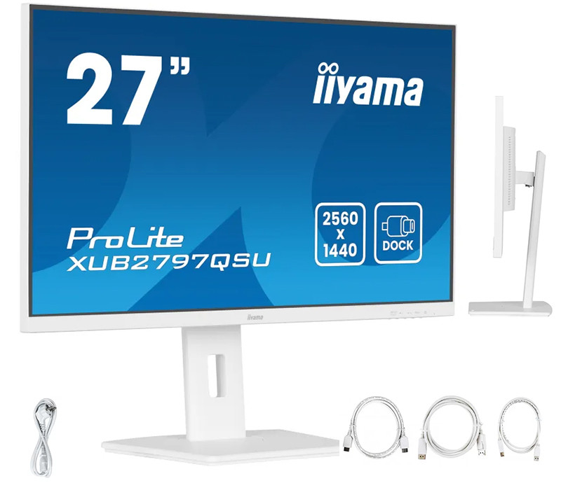 Monitor alb iiyama ProLite XUB2797QSU-W2 27" IPS LED WQHD 1ms 100Hz /HDMI DP/ FlickerFree AdaptiveSync