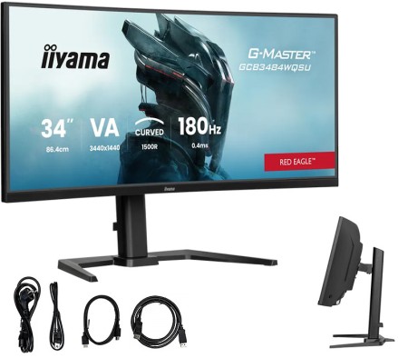 iiyama G-Master GCB3484WQSU-B1 Monitor curbat UWQHD VA LED 34", 180Hz, 0.4ms, HDR, FreeSync Premium, 2xHDMI, 1xDP