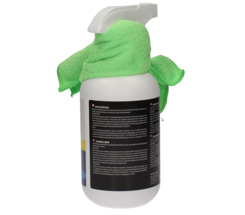 Set specializat pentru curățarea ecranelor Lichid 500ml + cârpă din microfibră