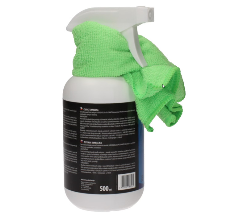 Set specializat pentru curățarea ecranelor Lichid 500ml + cârpă din microfibră