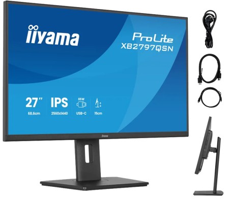 iiyama ProLite XB2797QSN-B1 27" IPS WQHD LED 1ms 75Hz /USB-C HDMI DP/ LAN Docking Station Monitor FlickerFree