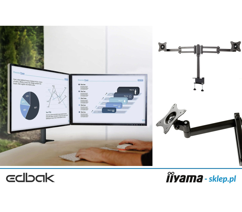 Edbak SV06c-B Suport de birou cu braț pentru două monitoare de 19-27".