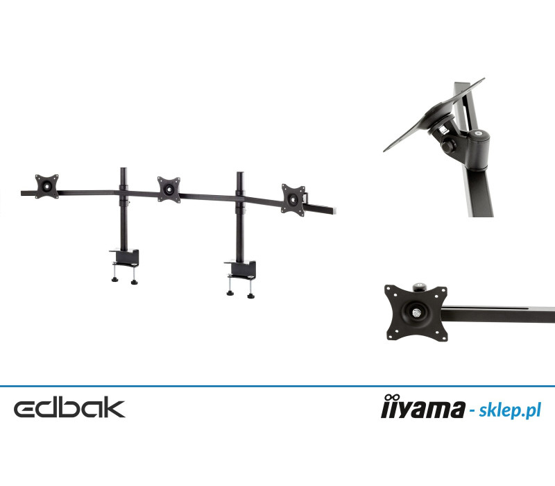 Edbak SV11c-B Suport de birou pentru trei monitoare 19-27", curbat