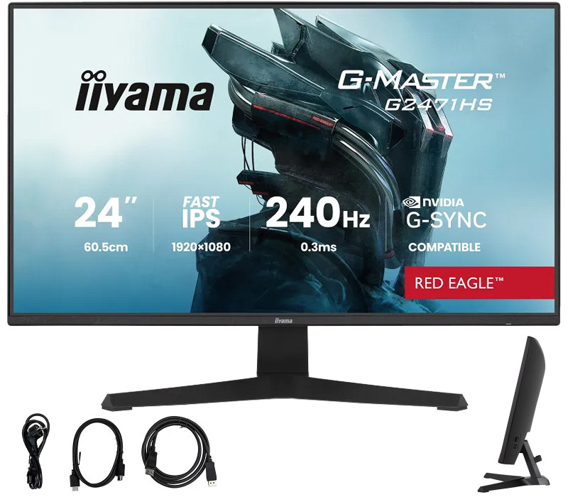 iiyama G-Master G2471HS-B1 Red Eagle 24" IPS LED 240Hz 0,4ms /2xHDMI, DisplayPort/ Adaptive G‑SYNC, Black Tuner