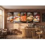 Set Menu Board 5×55" iiyama LH5566UHSB vertical – suport de perete EDBAK – restaurant mic